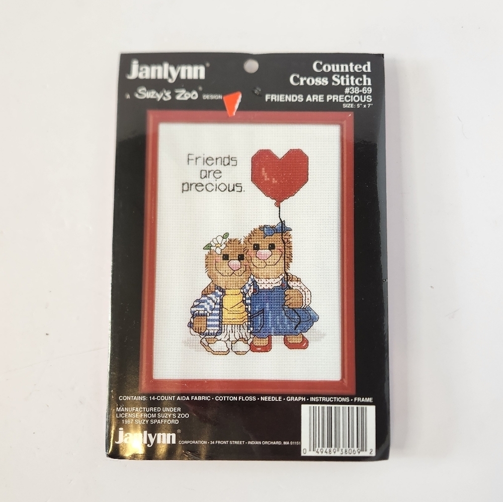 Janlynn Suzy's Zoo Cross Stitch Kit New 38-69 Friends are Precious Crafts